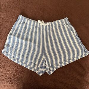 Women’s XL Gentle Fawn Striped Blue & White Highrise Boho Beach Summer Shorts